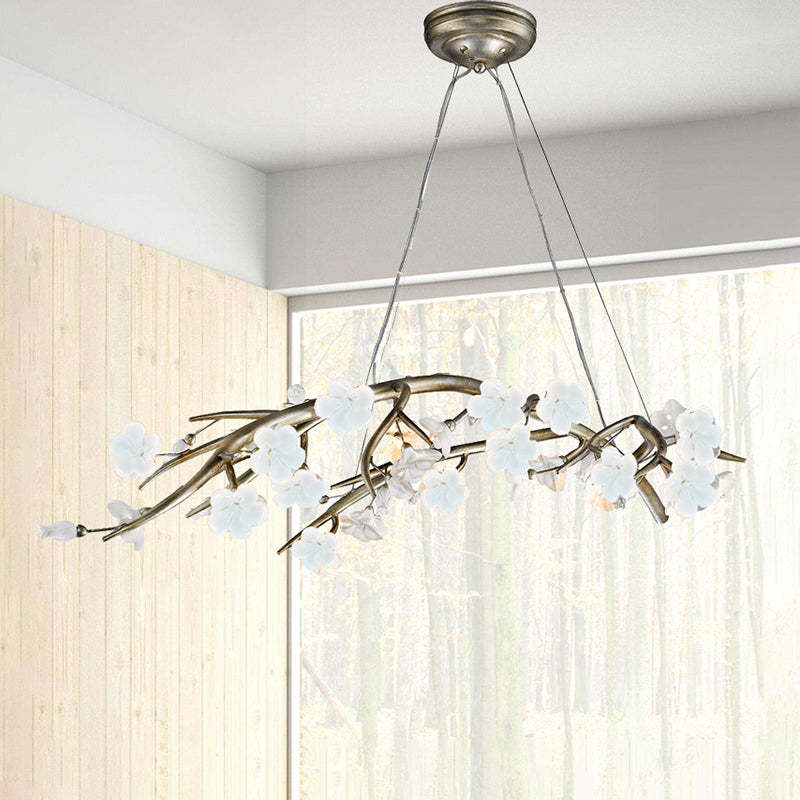 Flower Metallic Chandelier Lighting Fixture Rural 9 Lights Bedroom Lamp - Rebooters
