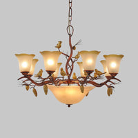 Bell Living Room Chandelier Light Lodge Milky Glass Lamp - Rebooters