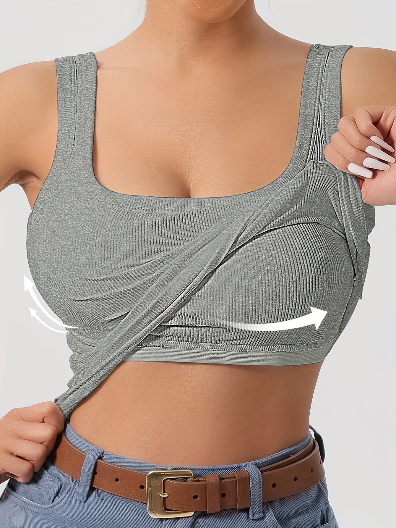 Ribbed Crop Tank Top With Built-In Support For Women - Rebooters