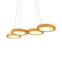 4/5 Lights Dining Room Chandelier with Orbicular Wood Shade - Rebooters