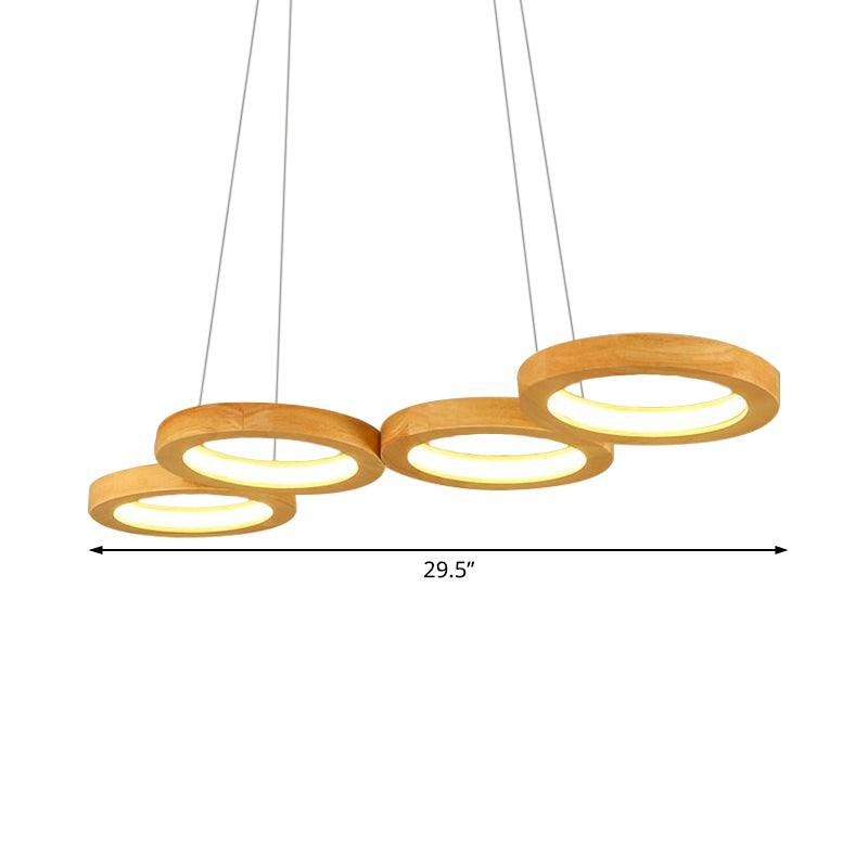 4/5 Lights Dining Room Chandelier with Orbicular Wood Shade - Rebooters