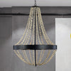 Wood Laser-Cut Chandelier Lamp Retro 4 Heads Black Ceiling Pendant Light - Rebooters