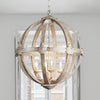 Wood Ball Chandelier Lamp Nordic 4 Bulbs Distressed White - Rebooters