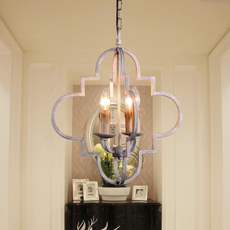 4 Bulbs Candle Ceiling Chandelier Rustic Wood Effect Lighting - Rebooters