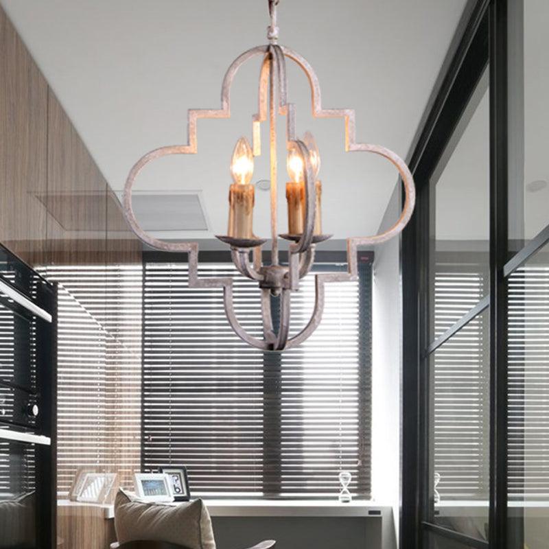 4 Bulbs Candle Ceiling Chandelier Rustic Wood Effect Lighting - Rebooters