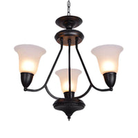 3/5/6 Lights Pendant Light Classic Bell Frosted Glass Chandelier in Deep Tan - Rebooters
