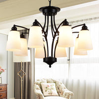 3/6/8 Lights Frosted Glass Hanging Chandelier Black Pendant - Rebooters