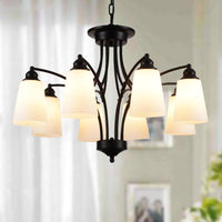 3/6/8 Lights Frosted Glass Hanging Chandelier Black Pendant - Rebooters
