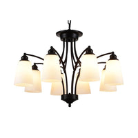 3/6/8 Lights Frosted Glass Hanging Chandelier Black Pendant - Rebooters