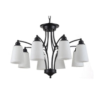 3/6/8 Lights Frosted Glass Hanging Chandelier Black Pendant - Rebooters