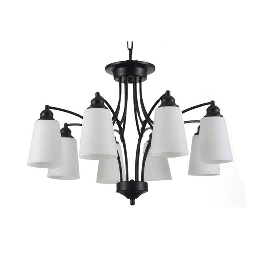 3/6/8 Lights Frosted Glass Hanging Chandelier Black Pendant - Rebooters