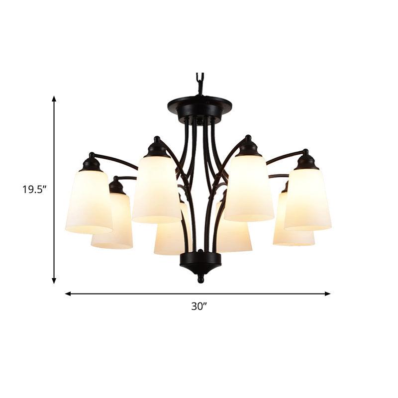 3/6/8 Lights Frosted Glass Hanging Chandelier Black Pendant - Rebooters