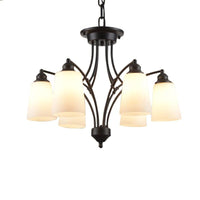 3/6/8 Lights Frosted Glass Hanging Chandelier Black Pendant - Rebooters