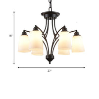 3/6/8 Lights Frosted Glass Hanging Chandelier Black Pendant - Rebooters