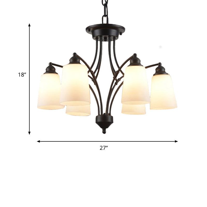 3/6/8 Lights Frosted Glass Hanging Chandelier Black Pendant - Rebooters