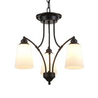 3/6/8 Lights Frosted Glass Hanging Chandelier Black Pendant - Rebooters