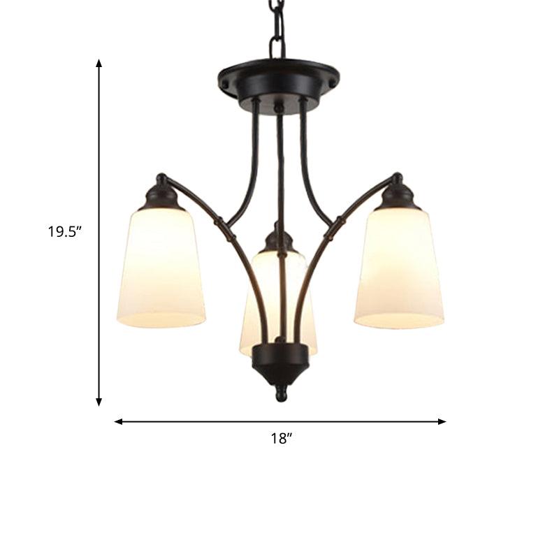 3/6/8 Lights Frosted Glass Hanging Chandelier Black Pendant - Rebooters