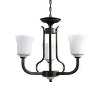 Bell Living Room Pendant Chandelier Traditional Opal Glass 3/6 Lights Black Fixture - Rebooters