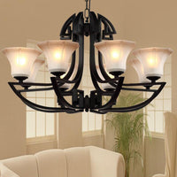 Black 3/6 Lights Pendant Chandelier Vintage Frosted Glass - Rebooters