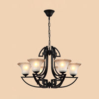 Black 3/6 Lights Pendant Chandelier Vintage Frosted Glass - Rebooters