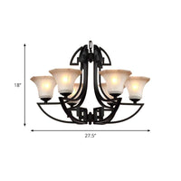 Black 3/6 Lights Pendant Chandelier Vintage Frosted Glass - Rebooters