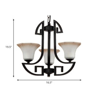 Black 3/6 Lights Pendant Chandelier Vintage Frosted Glass - Rebooters