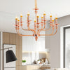 Candle-Style Living Room Pendant Chandelier Rose Gold 12 Lights - Rebooters