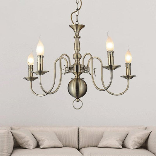 5 Lights Ceiling Light Traditional Swirled Arm Metal Chandelier - Rebooters