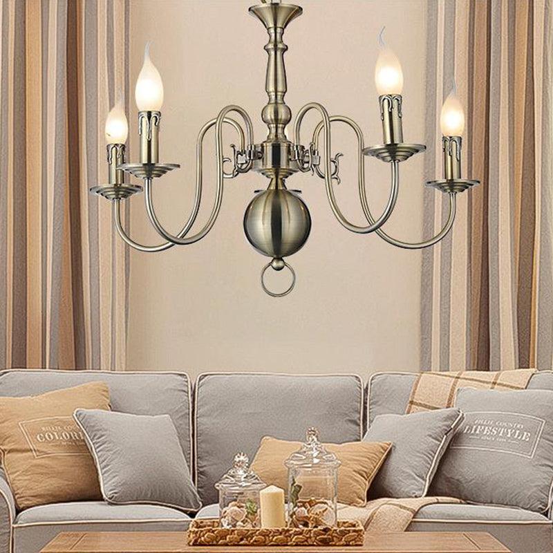 5 Lights Ceiling Light Traditional Swirled Arm Metal Chandelier - Rebooters