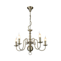 5 Lights Ceiling Light Traditional Swirled Arm Metal Chandelier - Rebooters
