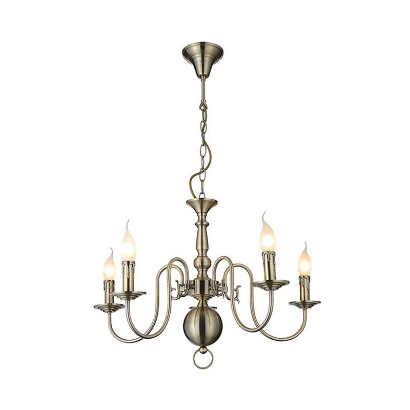 5 Lights Ceiling Light Traditional Swirled Arm Metal Chandelier - Rebooters