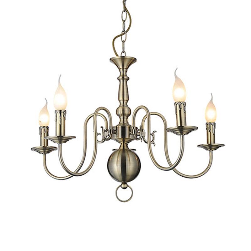 5 Lights Ceiling Light Traditional Swirled Arm Metal Chandelier - Rebooters