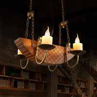 4 Bulbs Candle Chandelier Light Traditional Black Wood Fixture - Rebooters