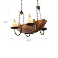 4 Bulbs Candle Chandelier Light Traditional Black Wood Fixture - Rebooters