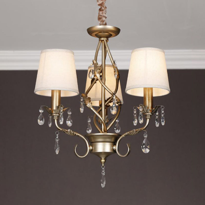 Cone Fabric Chandelier Light Classic 3 Lights White Pendant - Rebooters