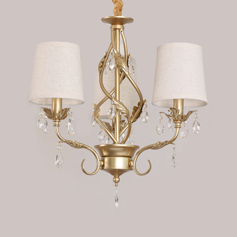 Cone Fabric Chandelier Light Classic 3 Lights White Pendant - Rebooters