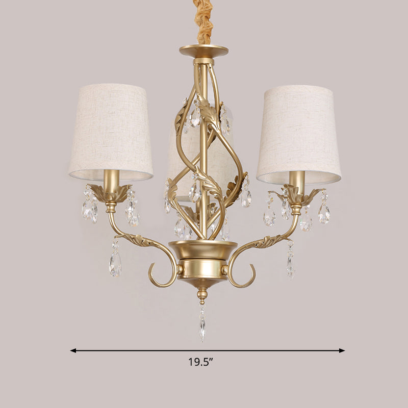 Cone Fabric Chandelier Light Classic 3 Lights White Pendant - Rebooters