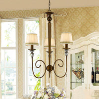 3 Lights Tapered Chandelier Classic White Fabric Pendant Light Fixture for Living Room - Rebooters