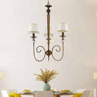 3 Lights Tapered Chandelier Classic White Fabric Pendant Light Fixture for Living Room - Rebooters