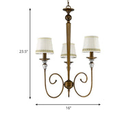3 Lights Tapered Chandelier Classic White Fabric Pendant Light Fixture for Living Room - Rebooters