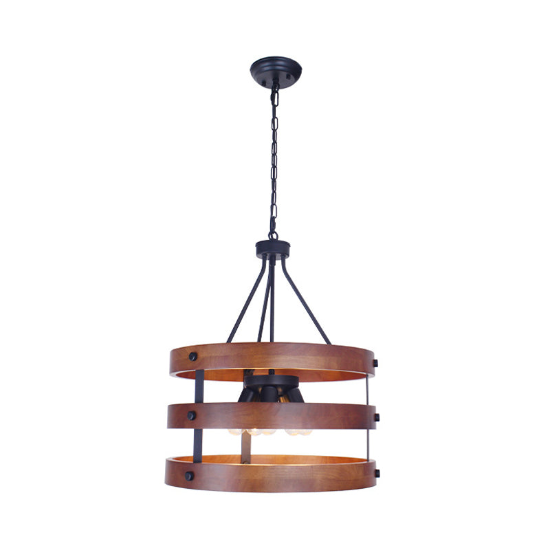 Brown 5 Heads Chandelier Lighting Rustic Wooden Lamp Dining Room - Rebooters