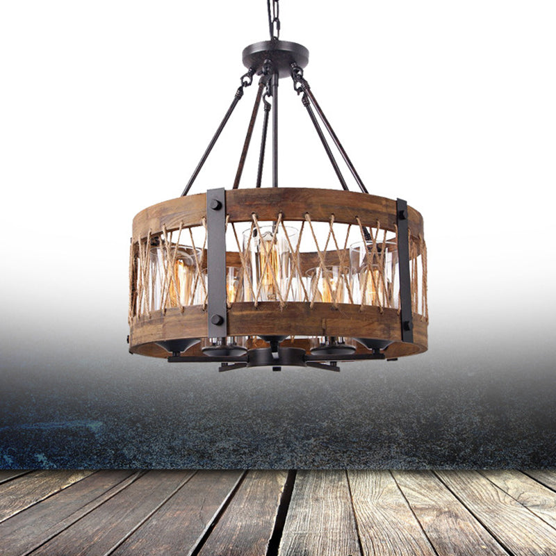 Traditional Drum Shaped Hanging Lamp 5 Bulbs Chandelier - Rebooters