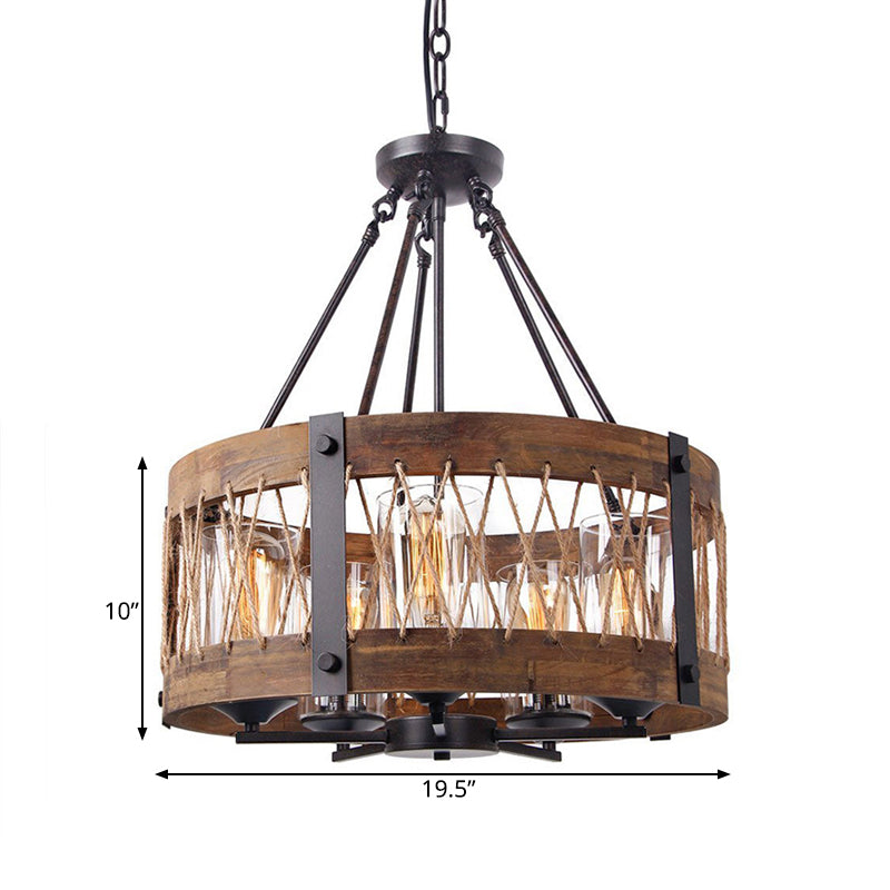 Traditional Drum Shaped Hanging Lamp 5 Bulbs Chandelier - Rebooters