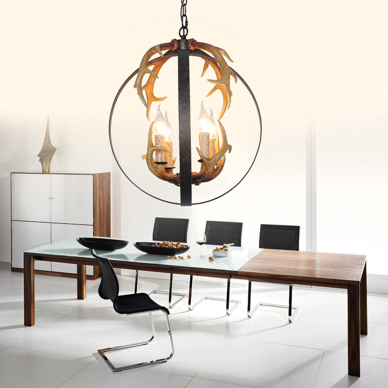 4/8 Lights Chandelier Lighting Fixture Loft Spherical Lamp Black - Rebooters