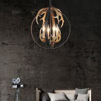 4/8 Lights Chandelier Lighting Fixture Loft Spherical Lamp Black - Rebooters