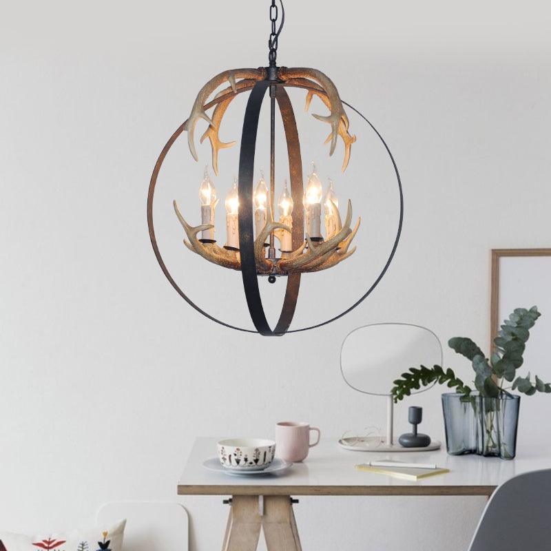4/8 Lights Chandelier Lighting Fixture Loft Spherical Lamp Black - Rebooters