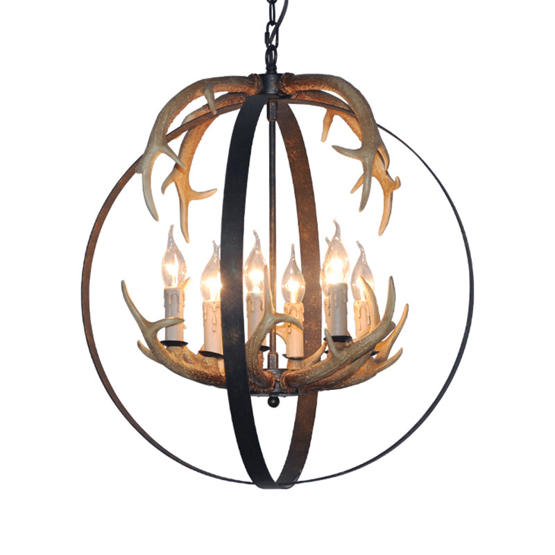 4/8 Lights Chandelier Lighting Fixture Loft Spherical Lamp Black - Rebooters