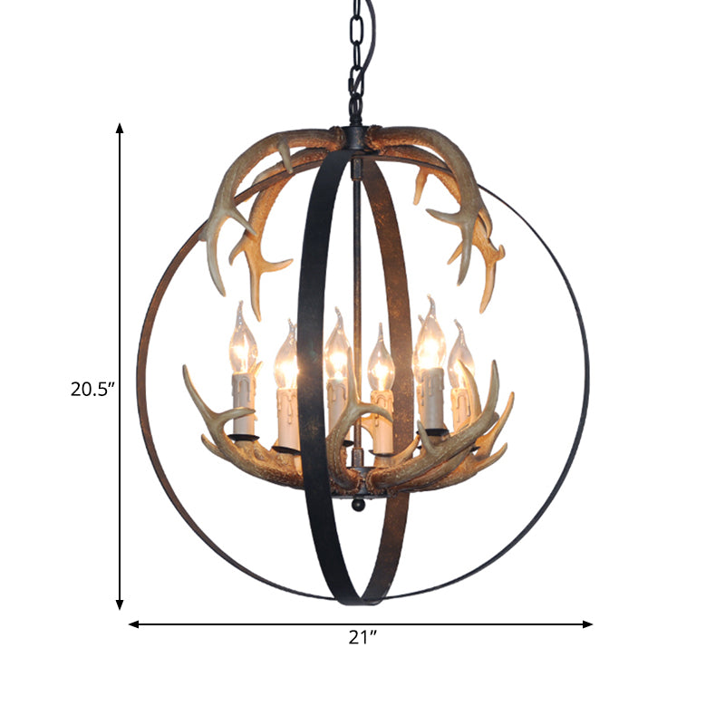 4/8 Lights Chandelier Lighting Fixture Loft Spherical Lamp Black - Rebooters