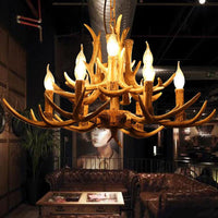 2-Tier Living Room Hanging Lamp Traditional Resin 9 Bulbs Chandelier - Rebooters