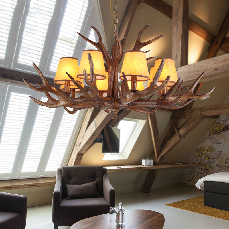 Rustic Cone Hanging Pendant 4/6/8-Light Resin Chandelier - Rebooters